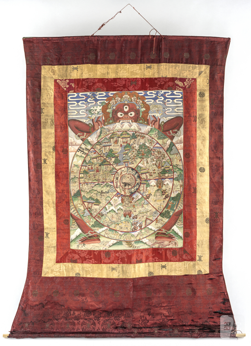 A THANGKA DEPICTING THE WHEEL OF LIFE, BHAVACHAKRA - 图2